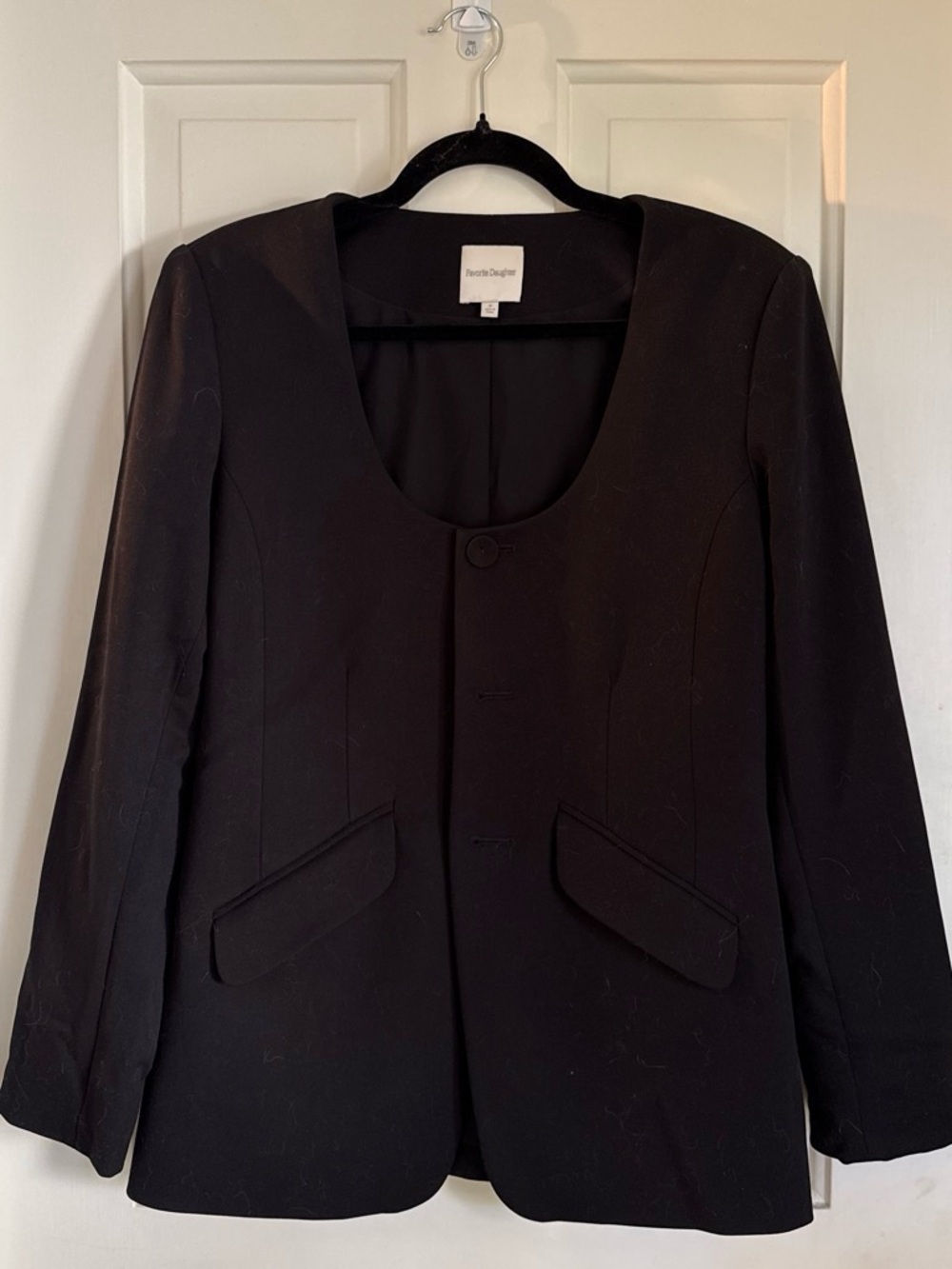 Favorite Daughter Black Scoop-Neck Women's Blazer